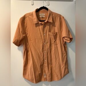 Madewell Men's Casual Orange Button Down Shirt